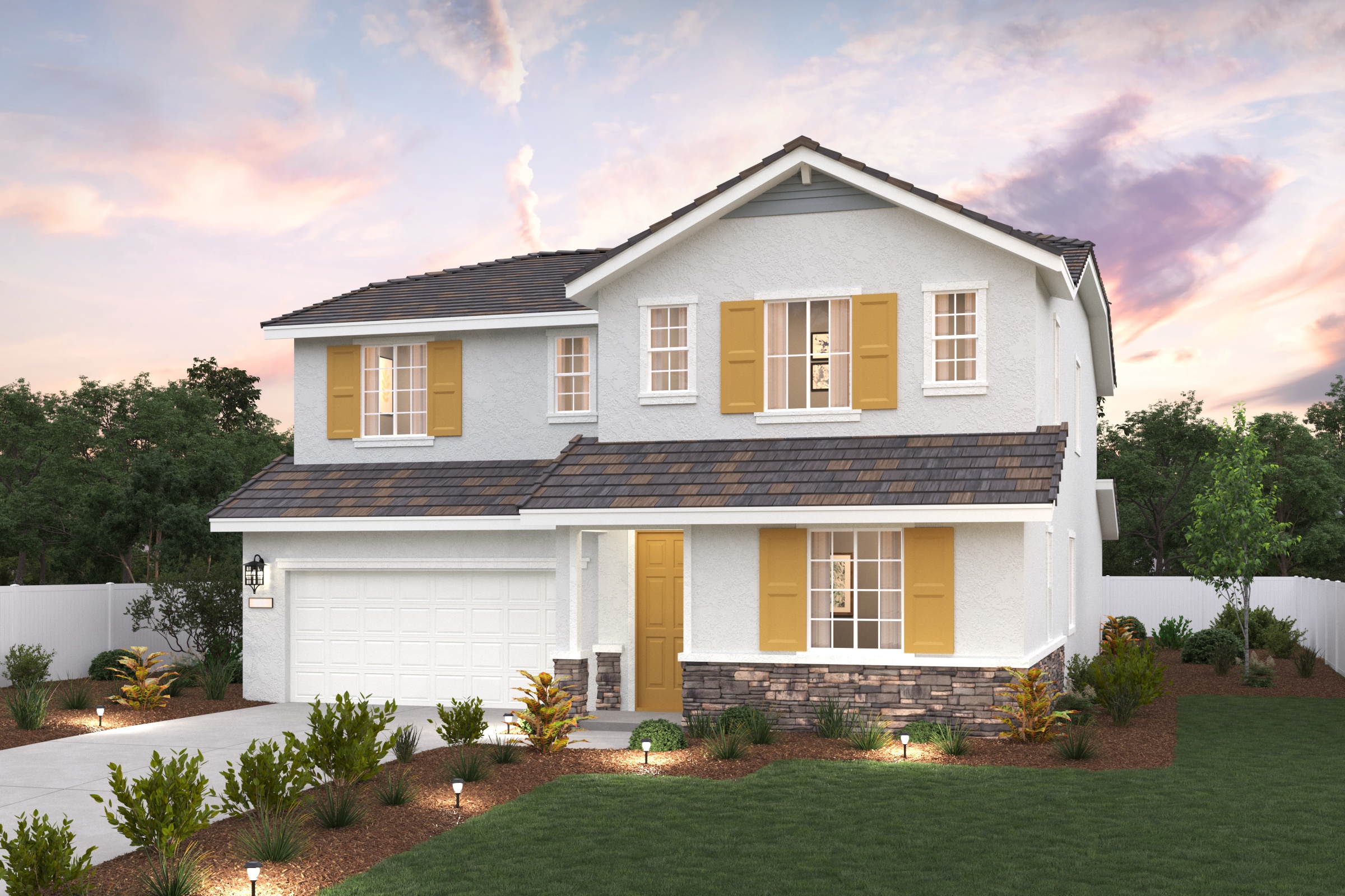 A house with a large front yard.