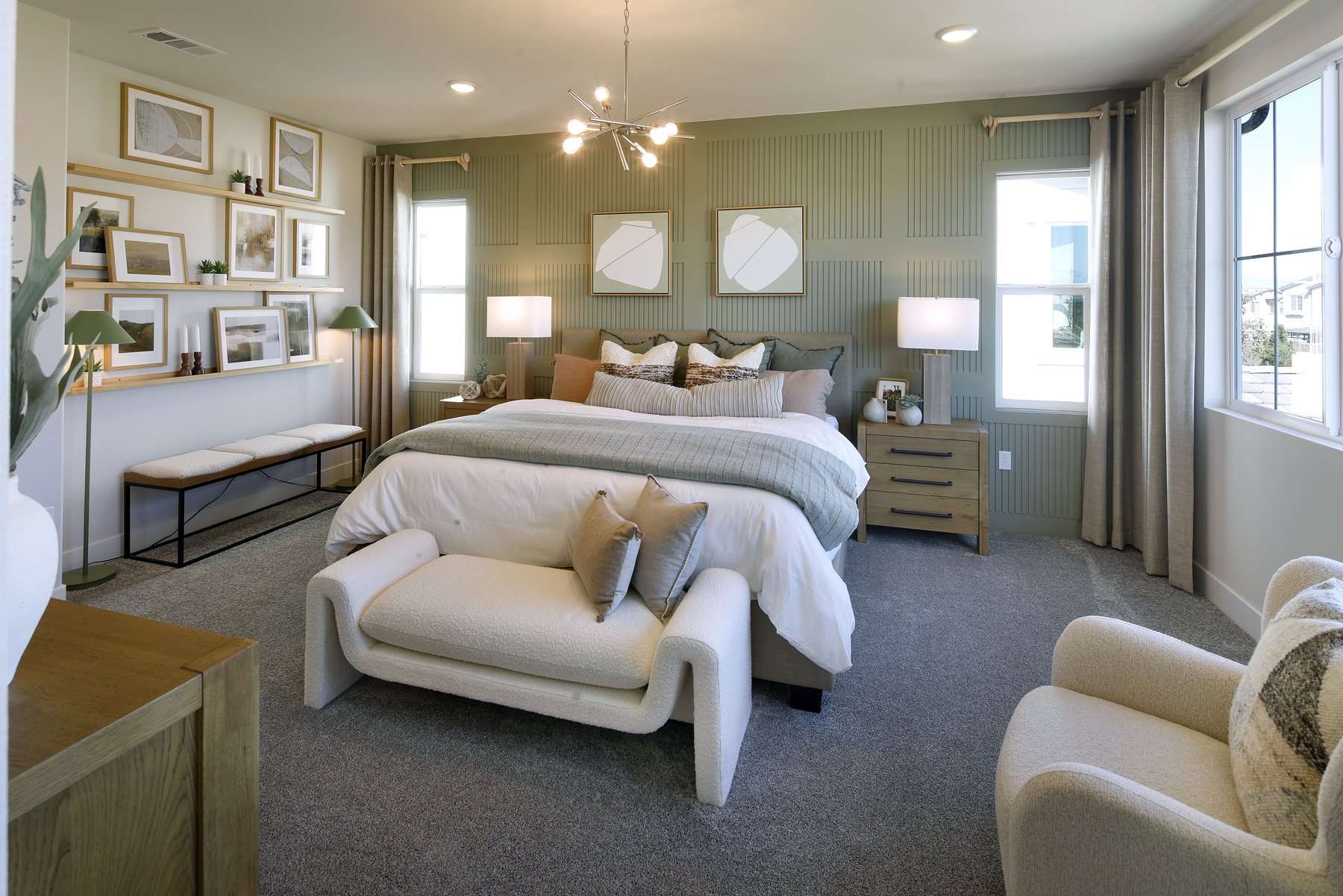 A large bedroom with a large bed.