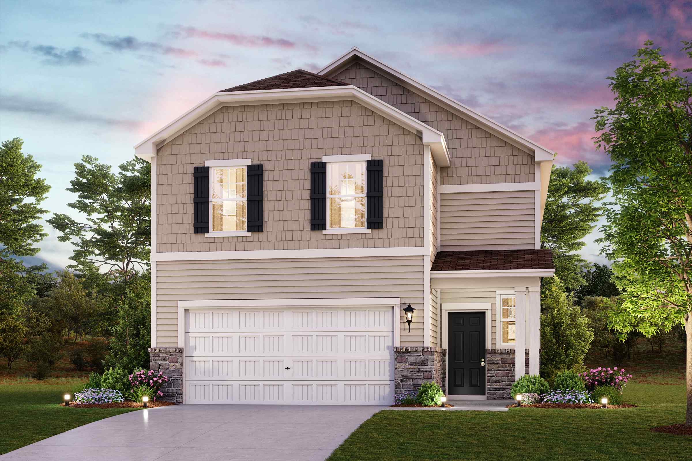 A house with a garage.