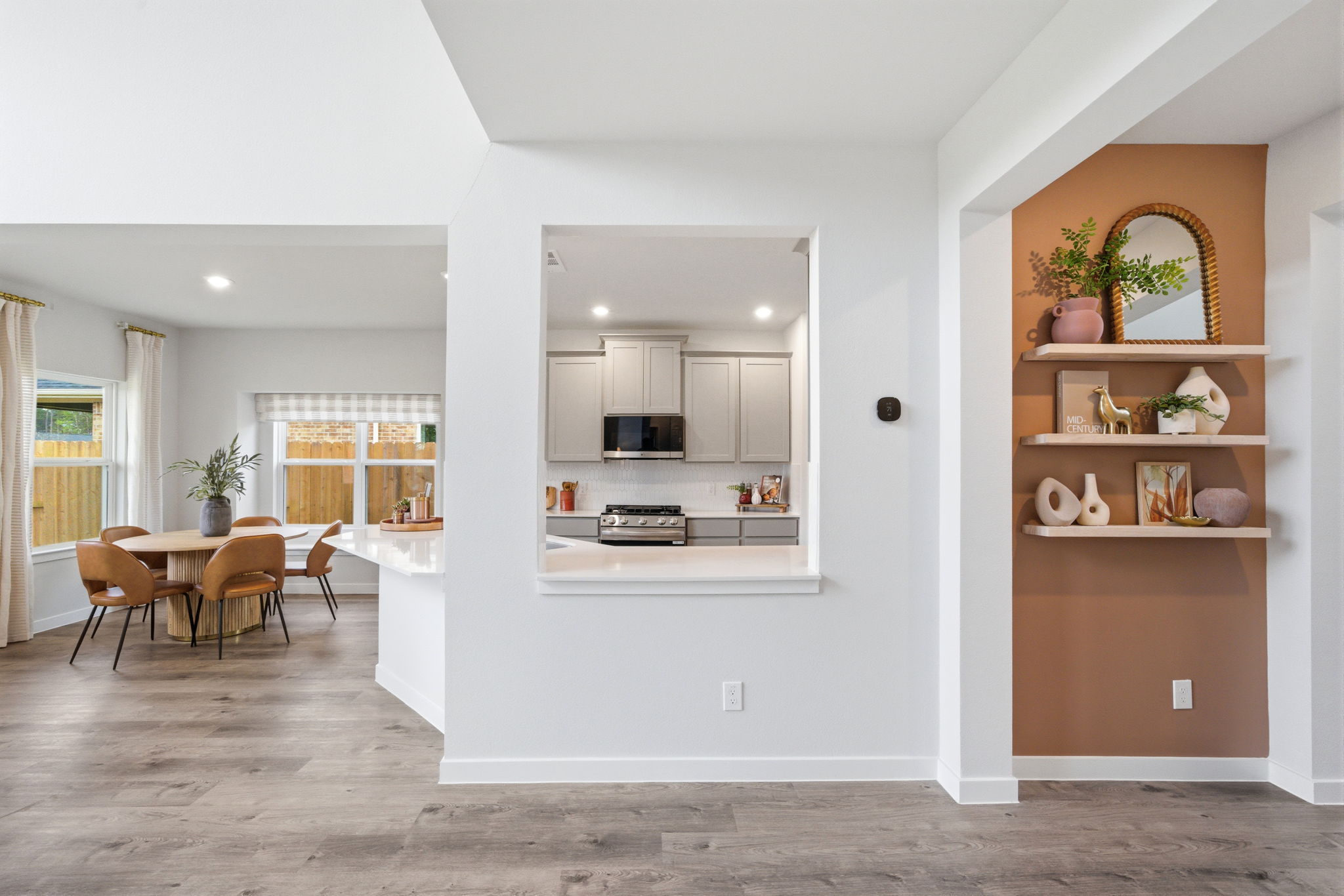 A kitchen and dining room.