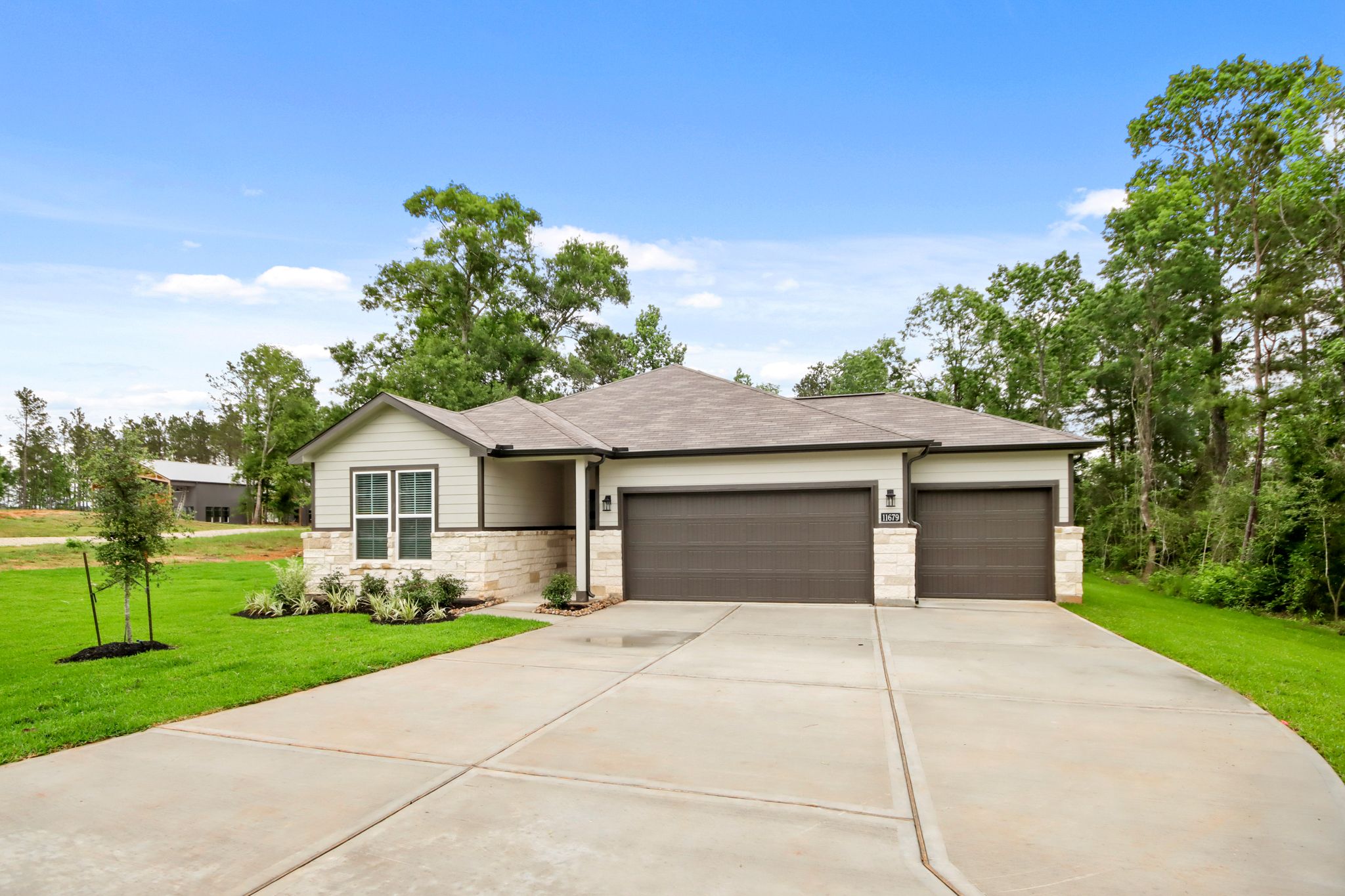 A house with a driveway.