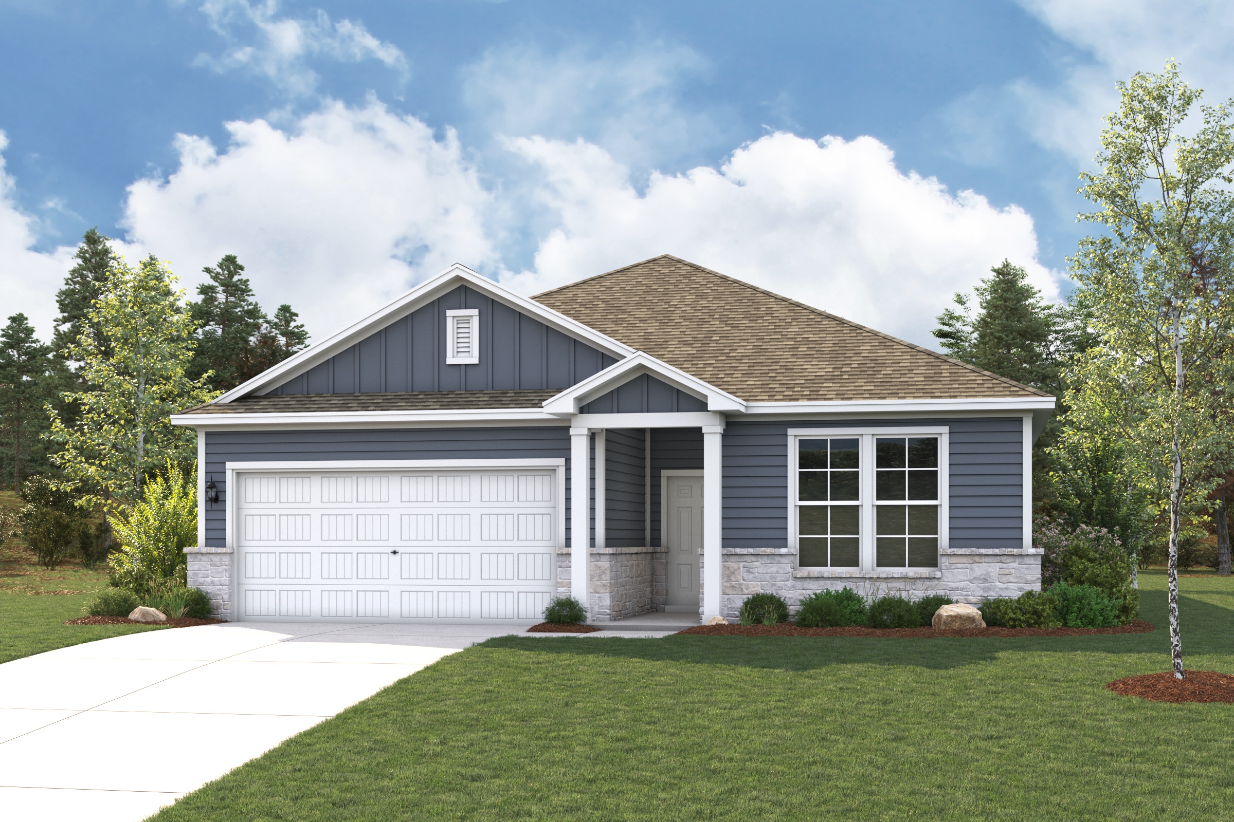 A house with a garage.