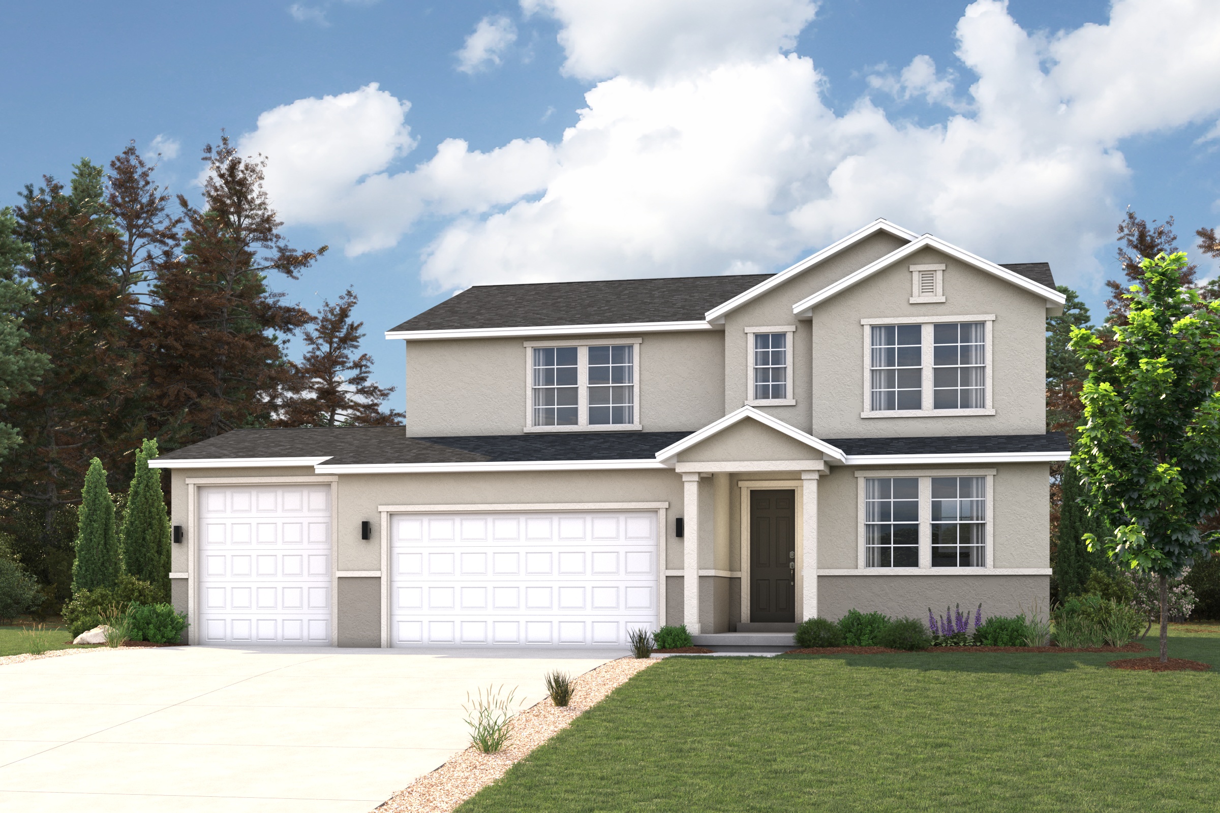 A house with a garage.