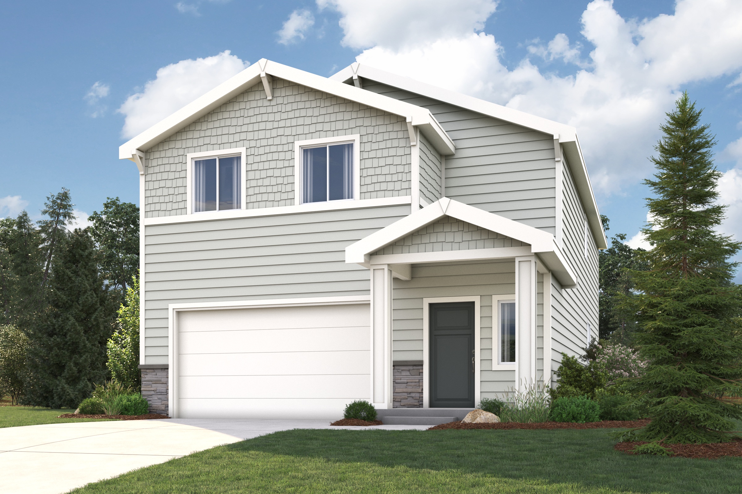 A house with a garage.