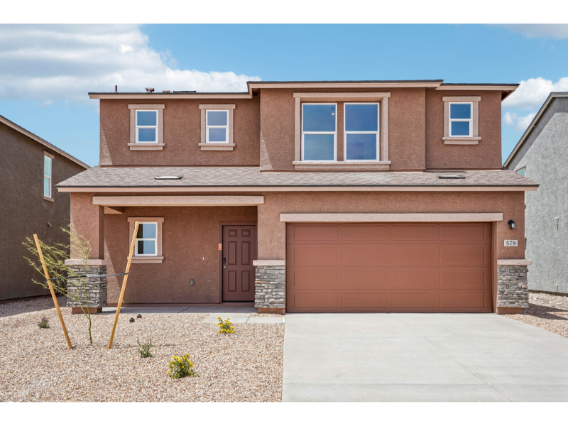 A house with a garage.