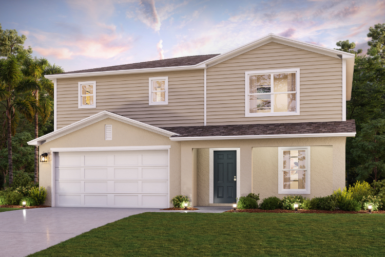 A house with a garage.