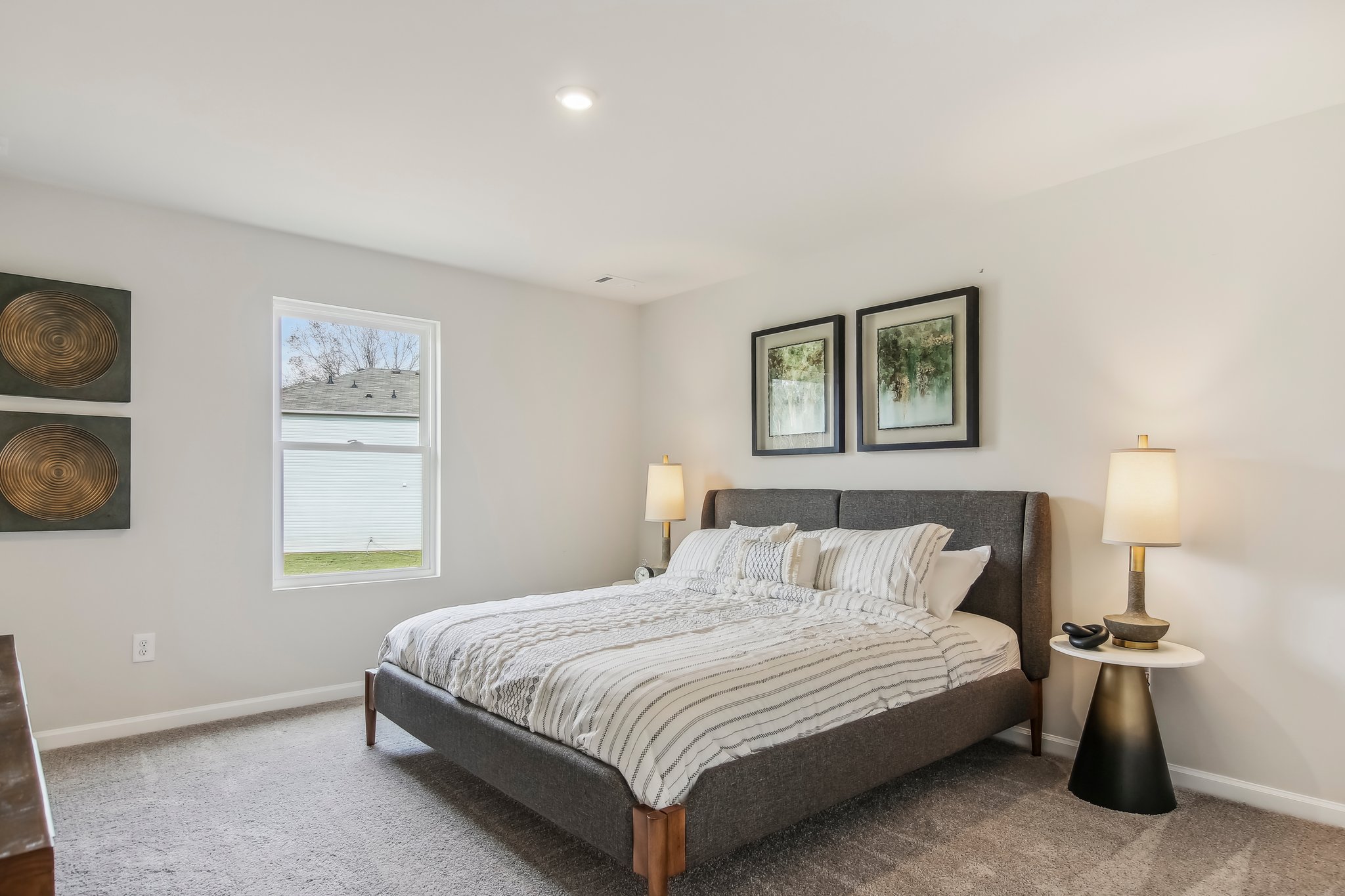 A bed in a room.