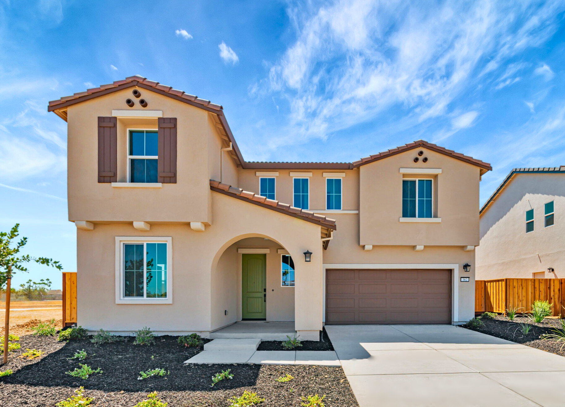 A house with a garage.